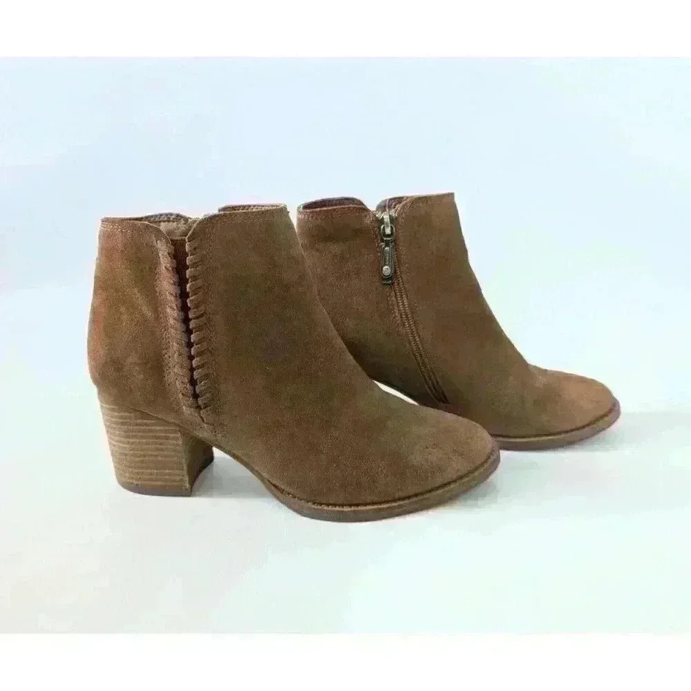 Blondo NINA Ankle Boot Women's US 7M Tan Suede Leather Side Zipper